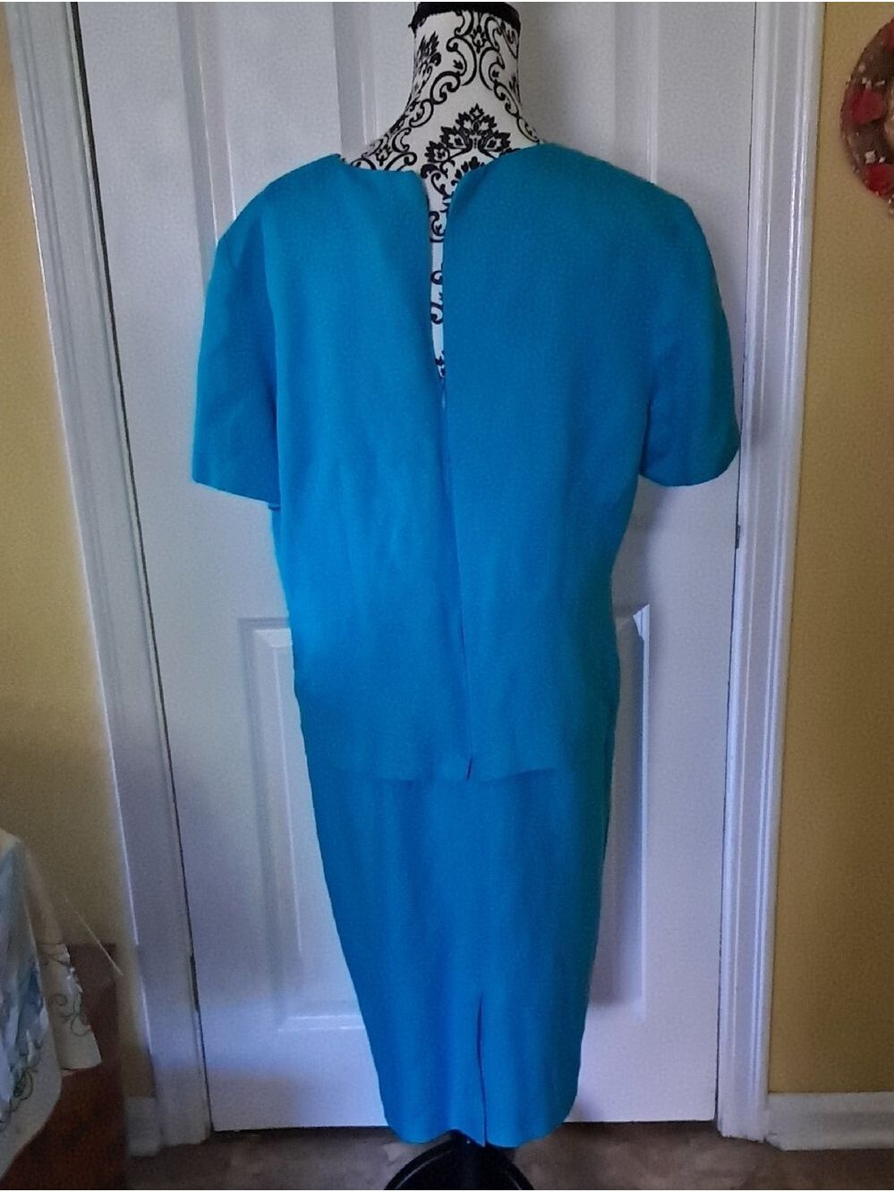 Positive Attitude Woman Vintage Turquoise Dress With Front Embroidery Size 16 - Picture 6 of 10